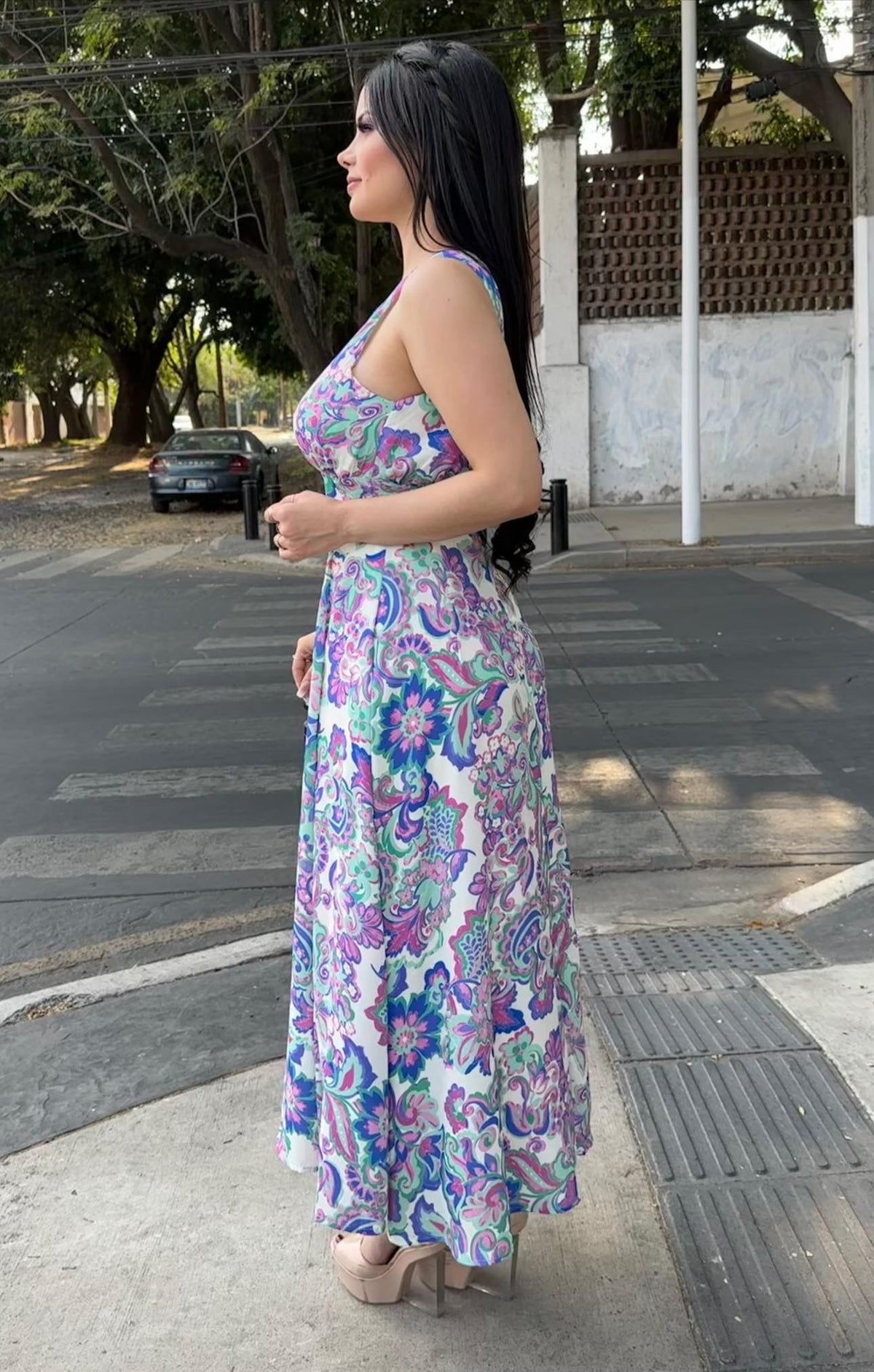 Lila flor verde