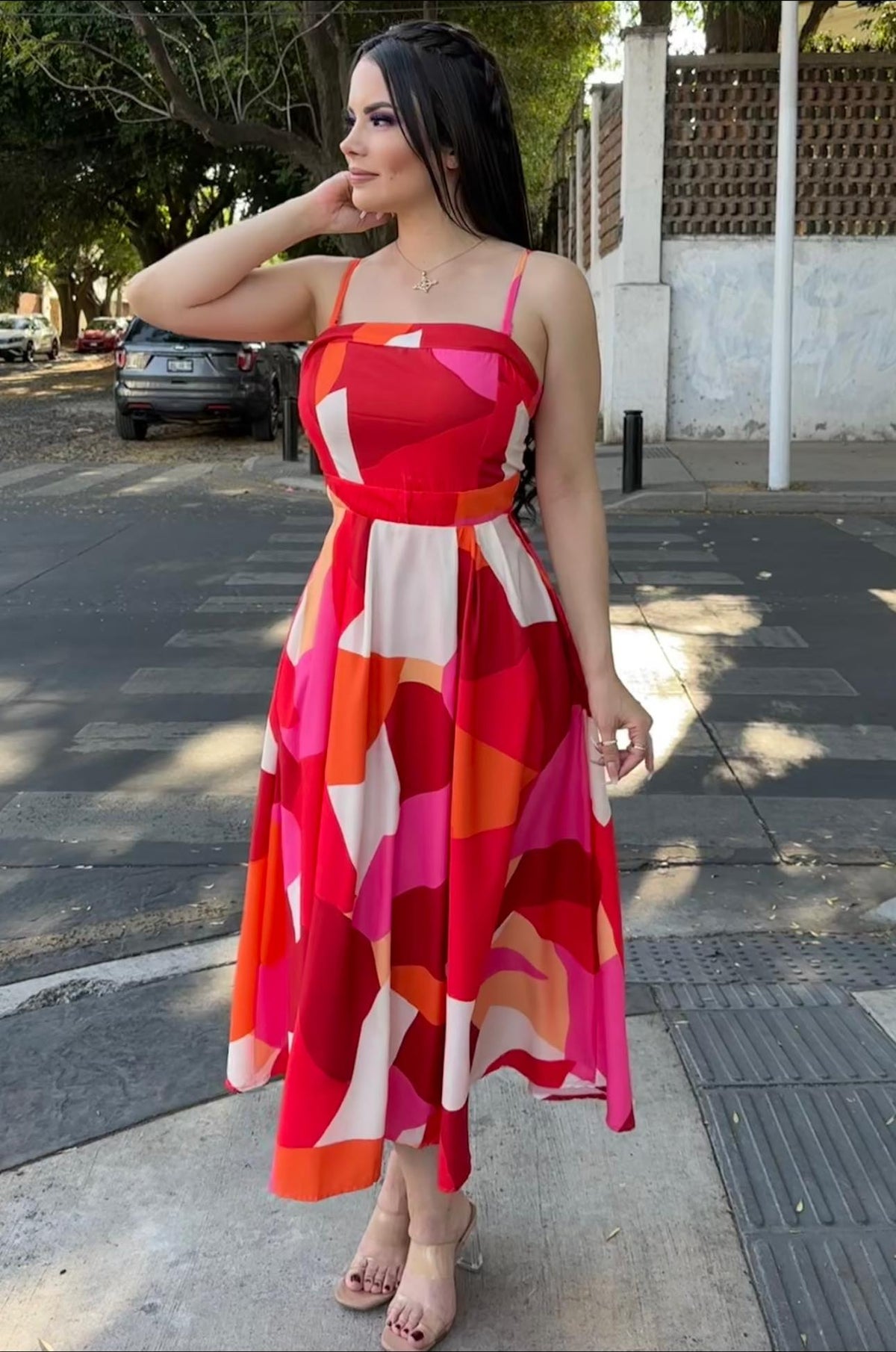 Rojo Estampado Rosa