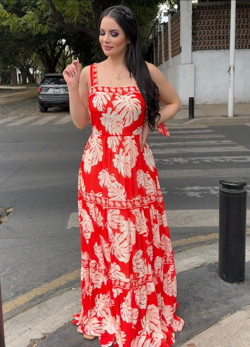 Vestido Minimonstera Rojo