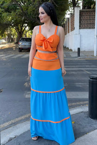 Vestido Naranja/Azul