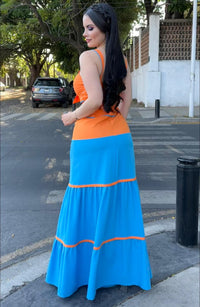 Vestido Naranja/Azul