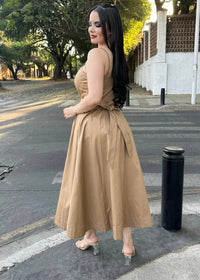 Vestido con Botones Beige