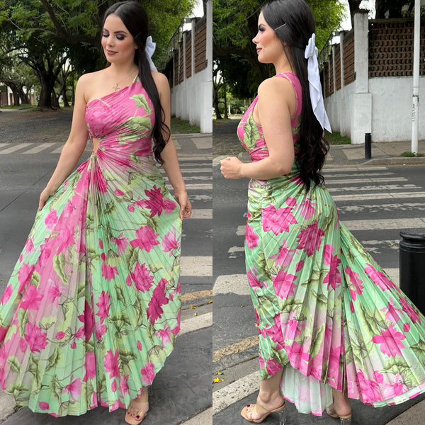 Vestido al Hombro Flores