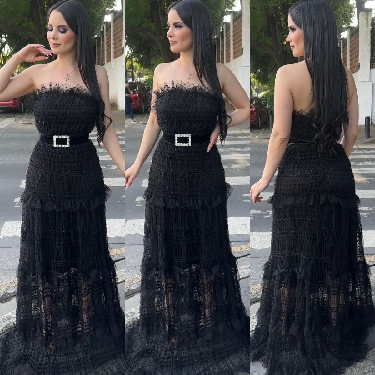 Vestido con Hebilla Negro
