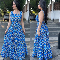 Set Falda Rombos Azul
