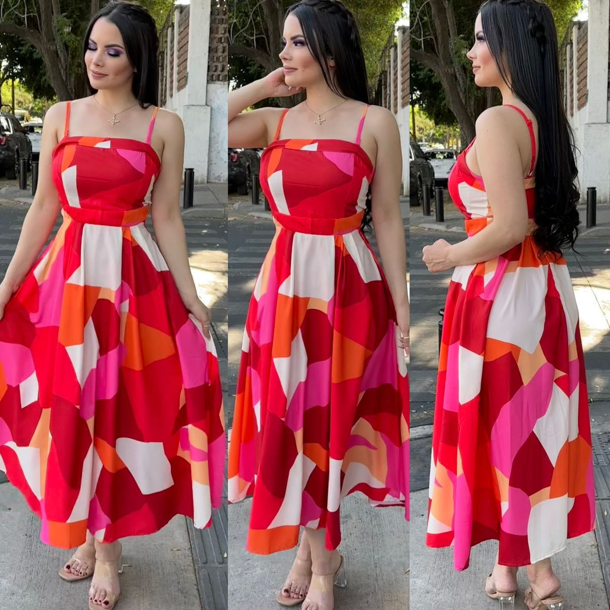 Rojo Estampado Rosa