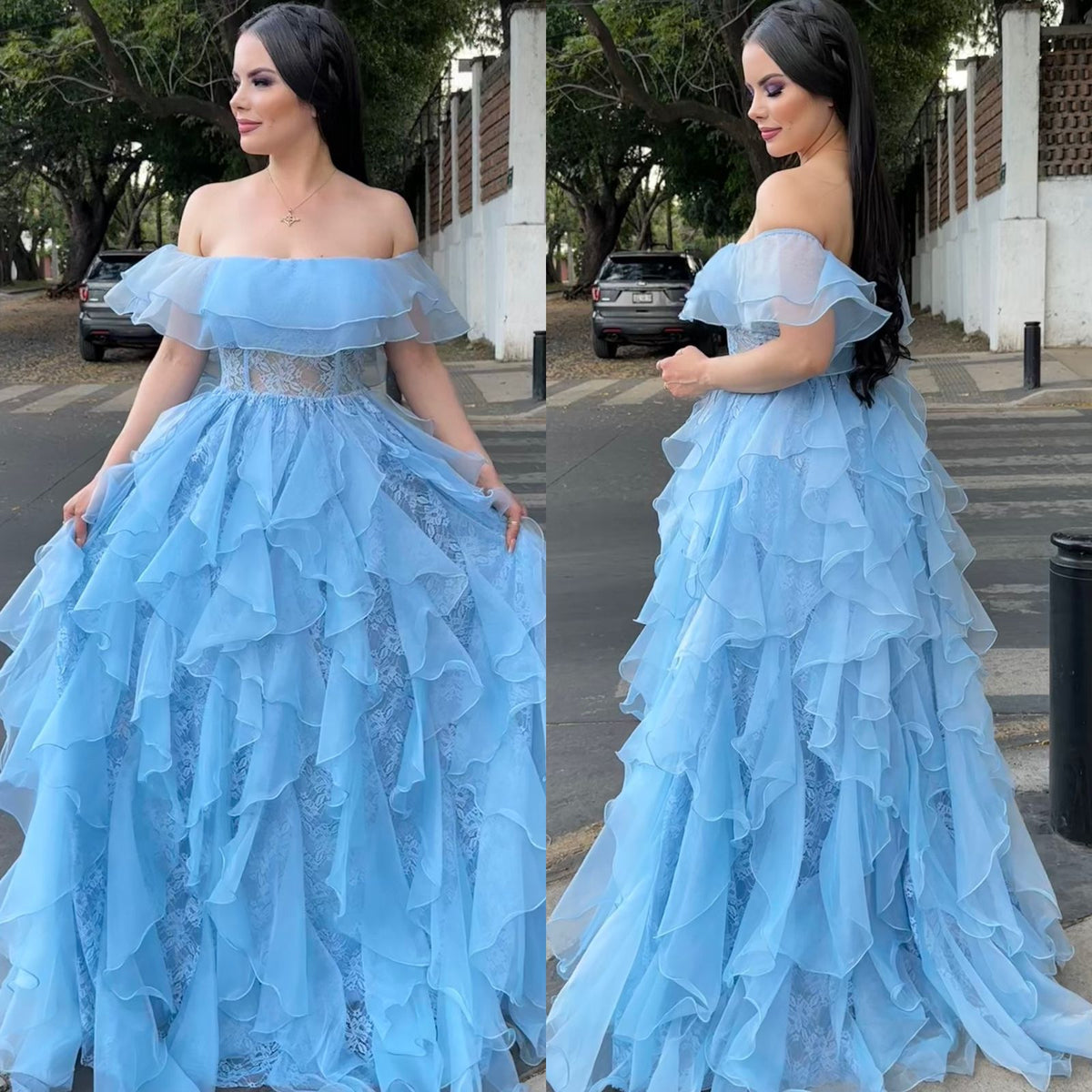 Vestido Tul Azul Cielo