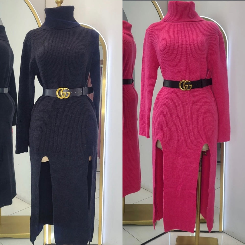 Vestido Tejido Cuello Alto