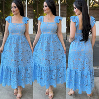 Vestido Flores Azul Cielo