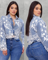 Chamarra Bordada denim