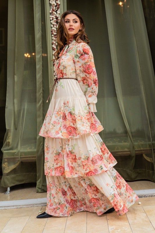 Vestido Floral Crema