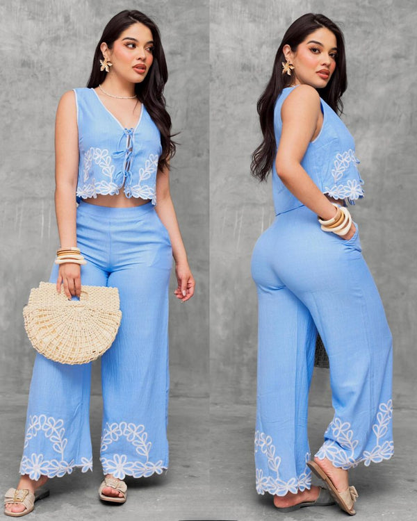 Set Flor Bordada
